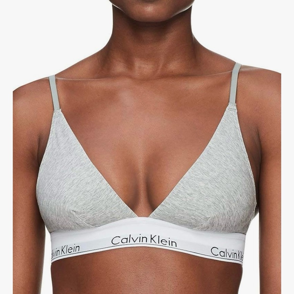 Calvin Klein Women's Gray Triangle Bra Bralette Size Small